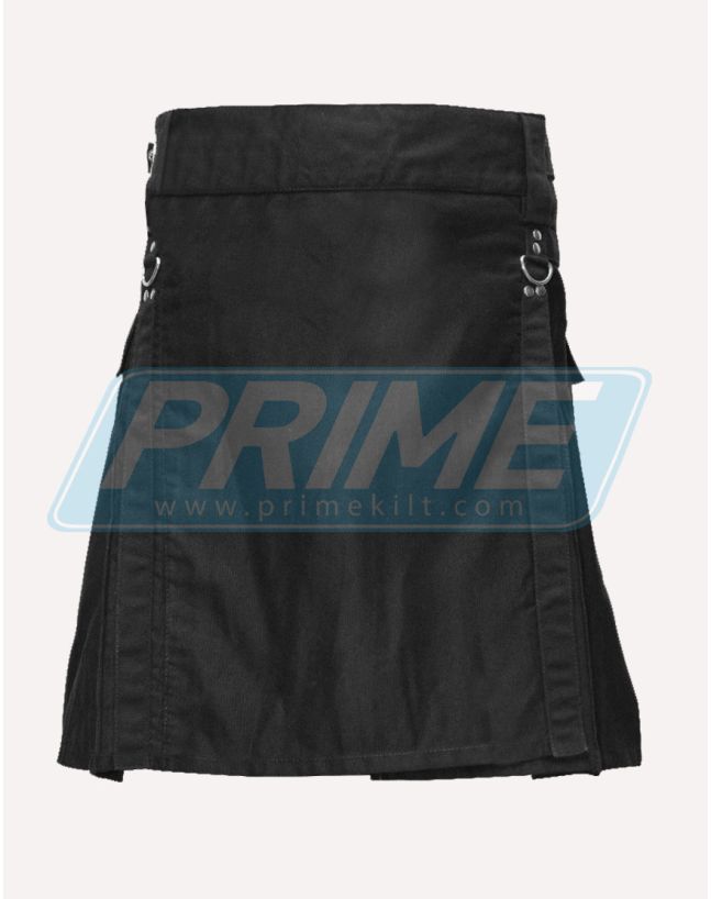 3 Straps Black Women Utility Kilt