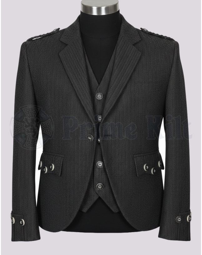 Black Tweed Kilt Jacket