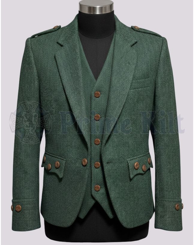 Bottle Green Tweed Kilt Jacket