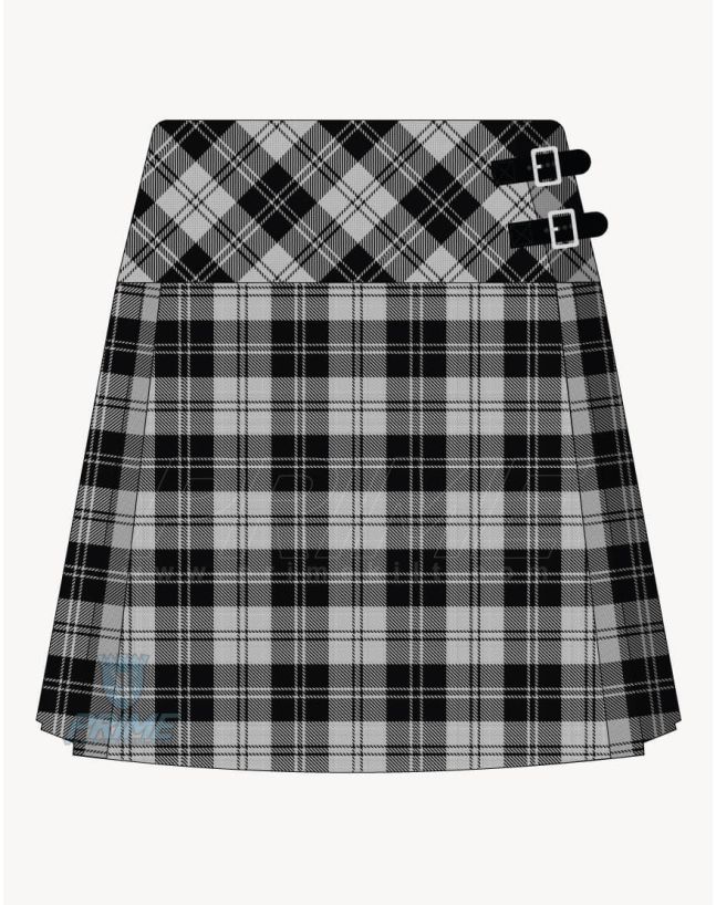 Erskine Black and White Tartan Kilt For Women