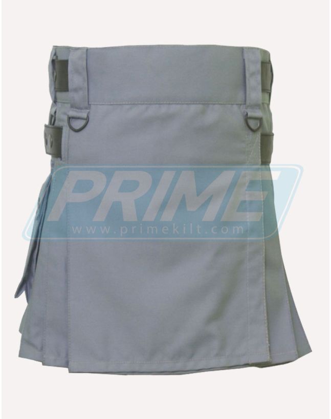 Grey Leather Strap Womens Utility Kilt