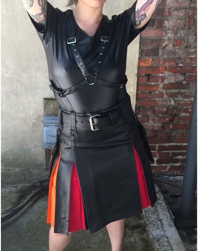 Leather Hybrid Utility Kilt For Women