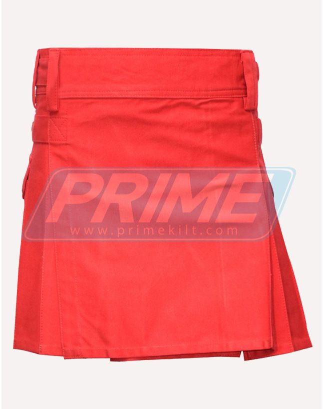 Red Women Short Length Utility Kilt
