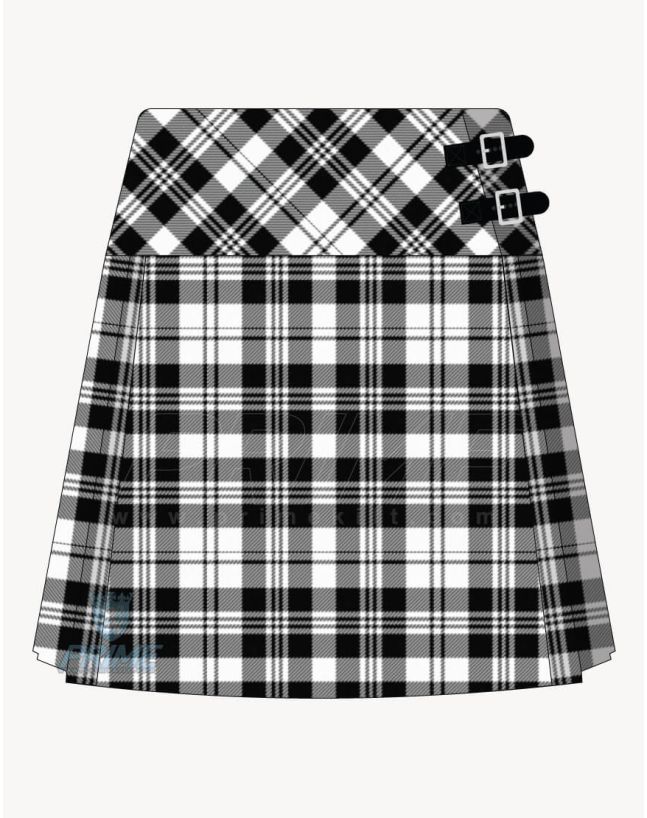 Scott Black and White Tartan Kilt For Women