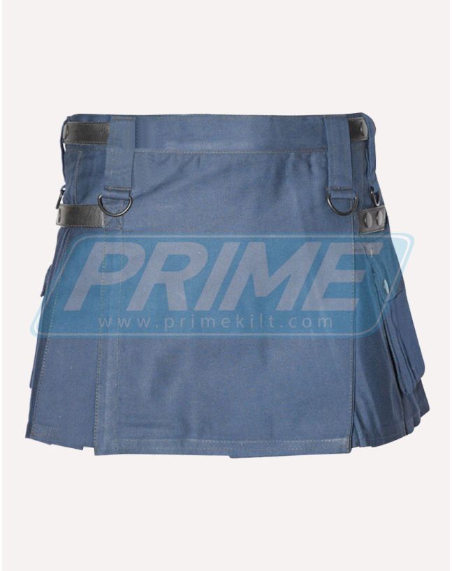 Short Womens Navy Four Straps Utility Kilt