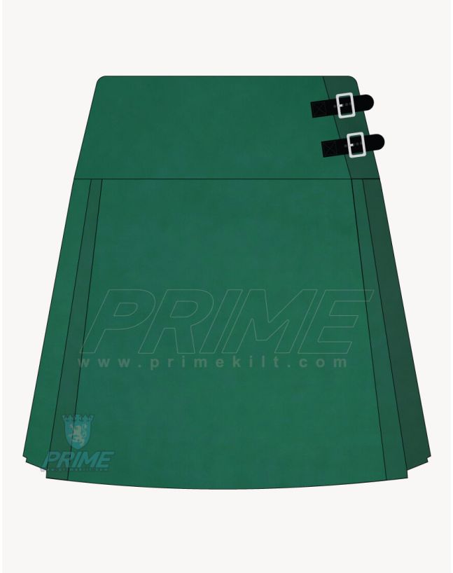 Solid Green Tartan Kilt for Women