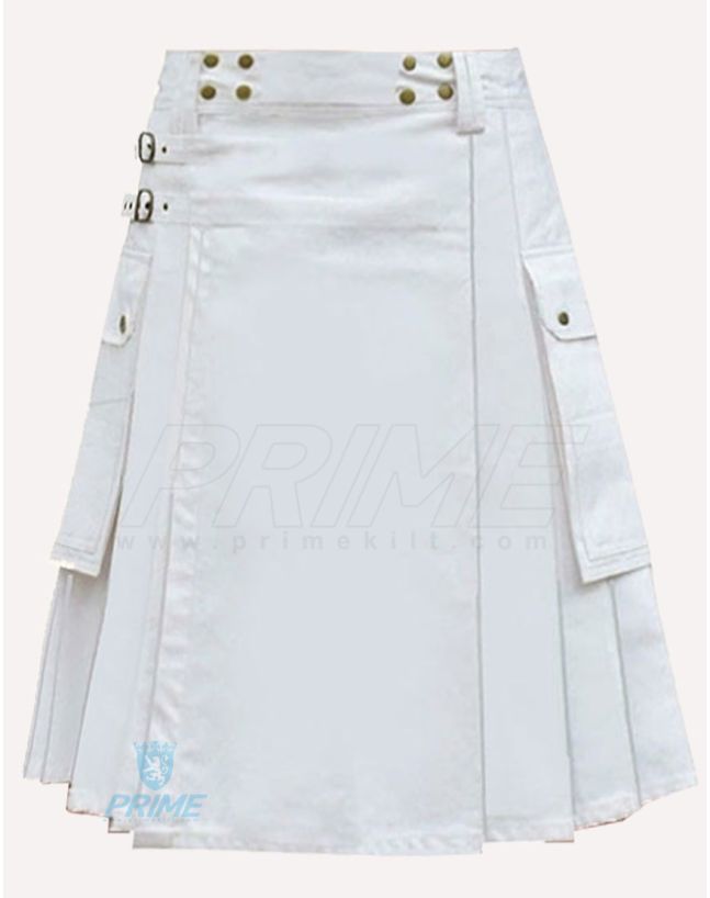 White Modern Classic Utility Kilt