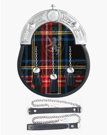 Black Stewart Tartan Sporran