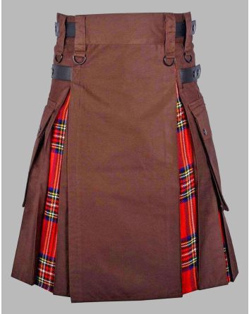 Brown Royal Stewart Tartan Hybrid Kilt