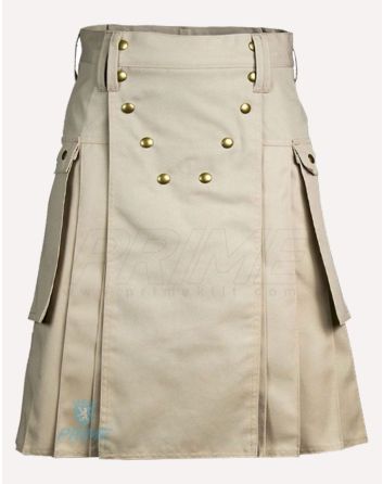 Khaki Classic Cotton Utility Kilt