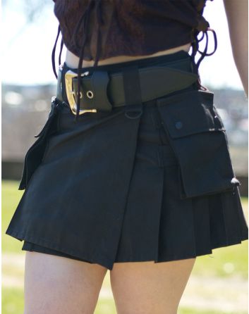 Black Mini Utility Kilt For Women