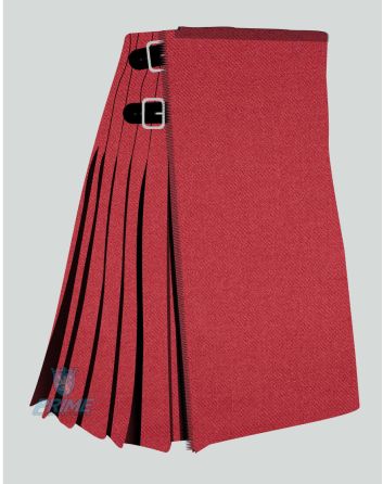 Solid Scarlet Weathered Tartan Kilt